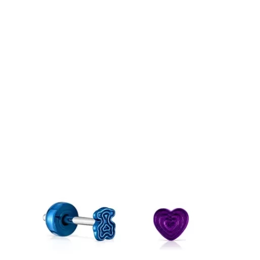Cheap Pack of Bickie purple and blue IP steel ear Piercings Small Earrings | Ear Piercing