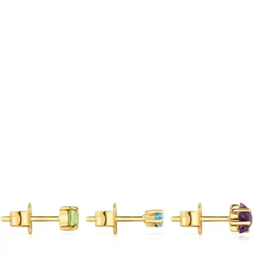Cheap Pack of small Earrings with 18kt gold plating over silver and gemstones Sugar Party Silver Earrings