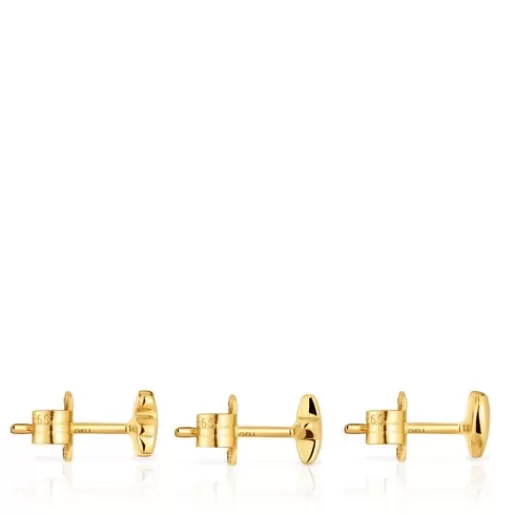Cheap Pack of three 18kt gold plating over silver Earrings with motifs Bold Motif Silver Earrings | Small Earrings