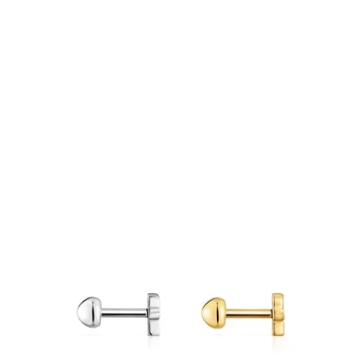 Online Pack of MANIFESTO Ear piercings in gold- and silver-colored IP steel Silver Earrings | Small Earrings