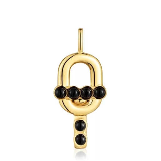 Cheap Pendant with 18kt gold plating over silver and onyx MANIFESTO Silver Pendants | Medium Pendants