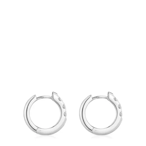 Cheap Platinum Hoop earrings with laboratory grown diamonds Les Classiques LGD Hoop Earrings