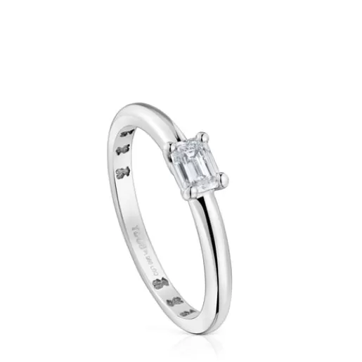 Online Platinum solitaire Ring with emerald-cut, laboratory grown diamond Les Classiques LGD Solitaire Rings
