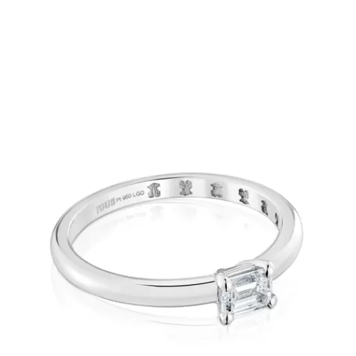 Online Platinum solitaire Ring with emerald-cut, laboratory grown diamond Les Classiques LGD Solitaire Rings