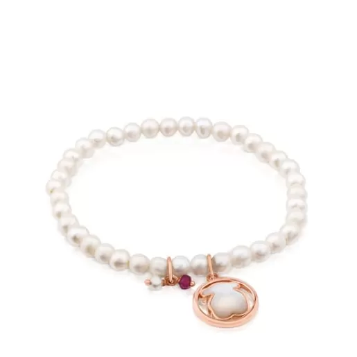 Outlet Rose Vermeil Silver Camille Bracelet with Pearls, Mother-of-Pearl and Ruby Silver Bracelets | Pearl Bracelets