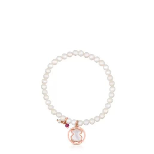 Outlet Rose Vermeil Silver Camille Bracelet with Pearls, Mother-of-Pearl and Ruby Silver Bracelets | Pearl Bracelets