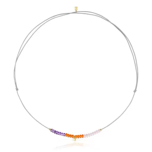 Sale Short cord Necklace with heart and chalcedony motif Balloon Gold Necklaces | Short Necklaces
