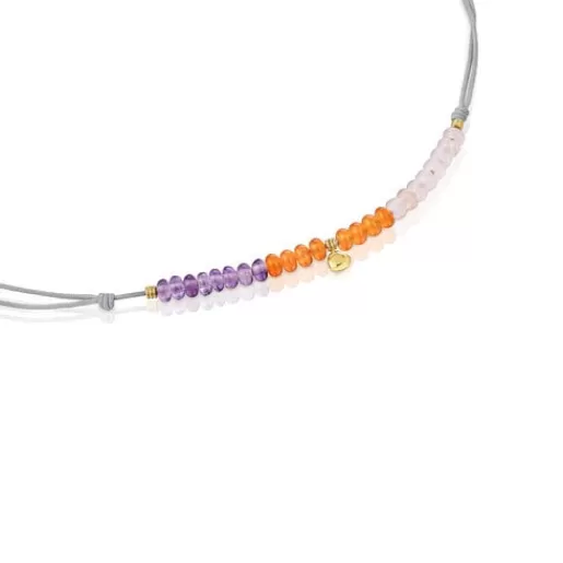 Sale Short cord Necklace with heart and chalcedony motif Balloon Gold Necklaces | Short Necklaces