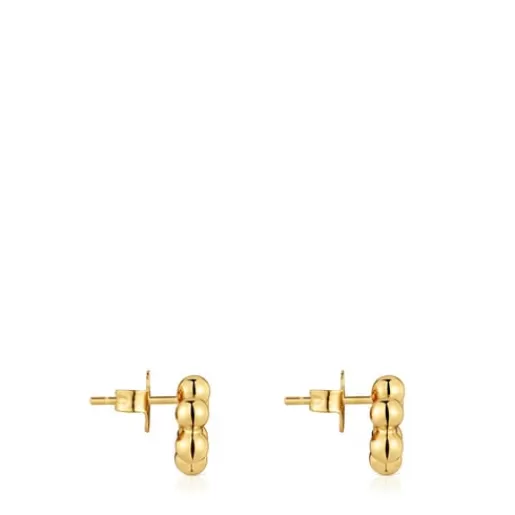 Outlet Short flower Earrings with 18kt gold plating over silver and rhodolite Sugar Party Silver Earrings