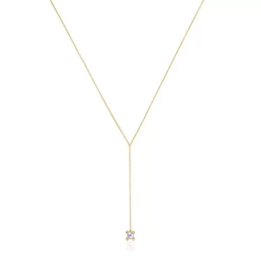 Cheap Short gold and tanzanite Necklace Color Pills Gold Necklaces | Short Necklaces