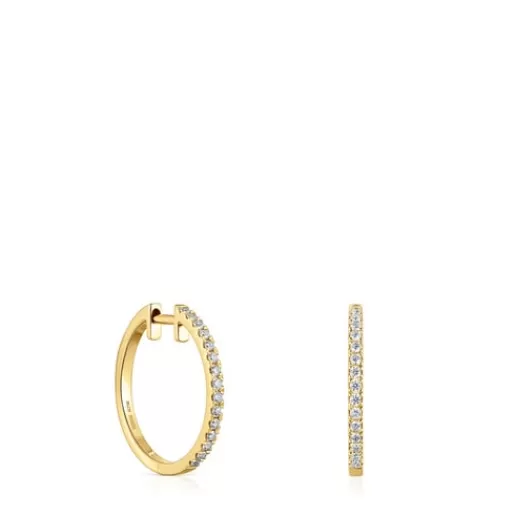Cheap Short hoop Earrings in with 14.5 mm diamonds Les Classiques Gold Earrings | Hoop Earrings