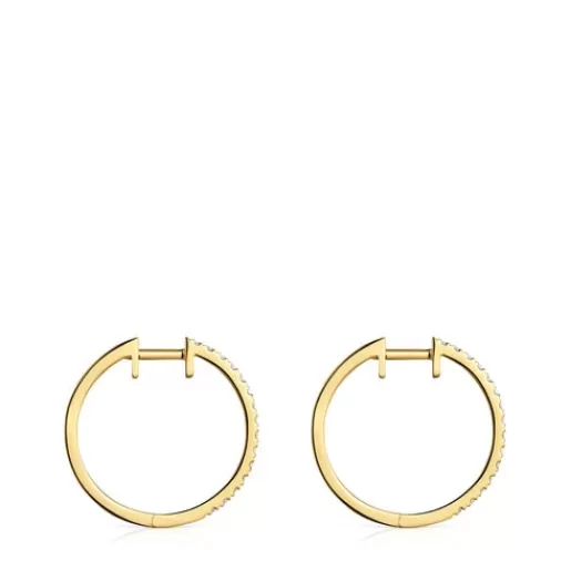 Cheap Short hoop Earrings in with 14.5 mm diamonds Les Classiques Gold Earrings | Hoop Earrings