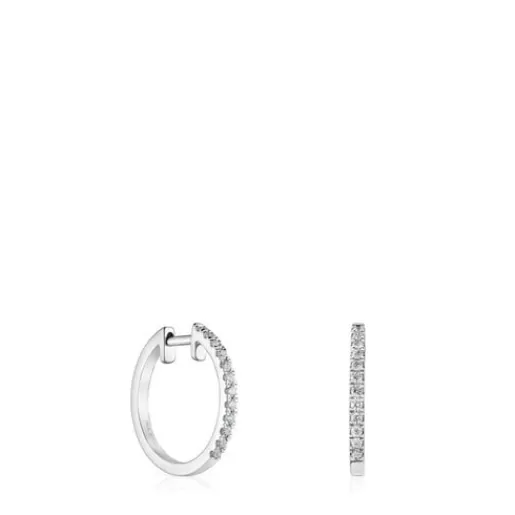 Cheap Short hoop Earrings in white gold with 12.5 mm diamonds Les Classiques Gold Earrings | Hoop Earrings
