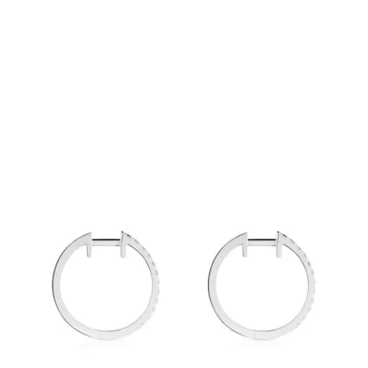 Cheap Short hoop Earrings in white gold with 12.5 mm diamonds Les Classiques Gold Earrings | Hoop Earrings