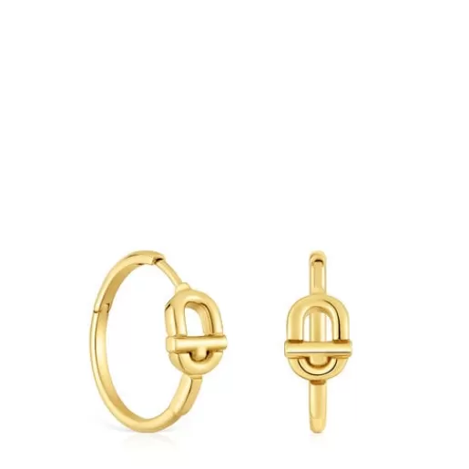 Cheap Short Hoop earrings with 18kt gold plating over silver and motif MANIFESTO Silver Earrings | Hoop Earrings