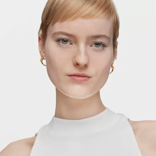 Cheap Short Hoop earrings with 18kt gold plating over silver and motif MANIFESTO Silver Earrings | Hoop Earrings