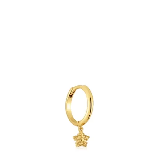 Outlet Short Hoop individual earring with 18kt gold plating over silver and star motif Grain Silver Earrings | Hoop Earrings