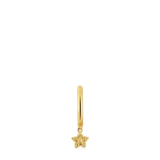 Outlet Short Hoop individual earring with 18kt gold plating over silver and star motif Grain Silver Earrings | Hoop Earrings