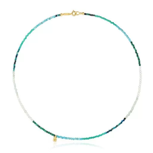 Cheap Short 18kt gold plating over silver Necklace with tourmalines Bold Bear Silver Necklaces | Short Necklaces