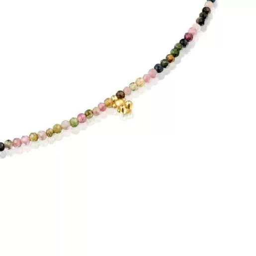 Cheap Short 18kt gold plating over silver Necklace with tourmalines Bold Bear Silver Necklaces | Short Necklaces