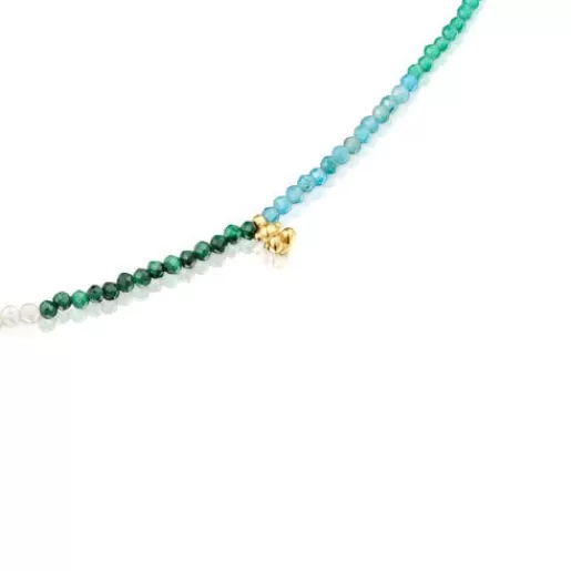 Cheap Short 18kt gold plating over silver Necklace with tourmalines Bold Bear Silver Necklaces | Short Necklaces