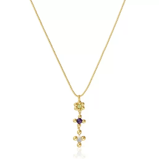 Outlet Short 18 kt gold-plated silver Necklace with gemstones Sugar Party Silver Pendants | Short Necklaces