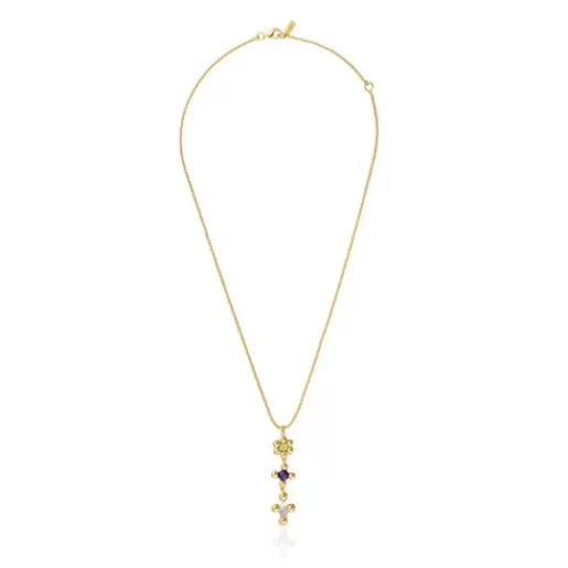 Outlet Short 18 kt gold-plated silver Necklace with gemstones Sugar Party Silver Pendants | Short Necklaces
