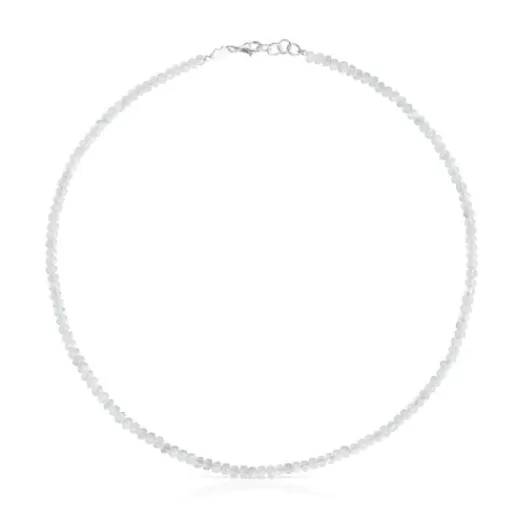 Sale Short silver Necklace with moonstone Basic Colors Silver Necklaces | Short Necklaces