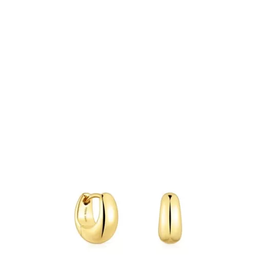 Outlet Short, thick Hoop earrings with 18kt gold plating over silver Basics Silver Earrings | Hoop Earrings