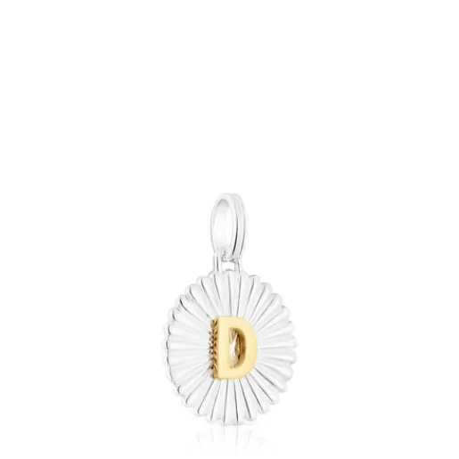 Outlet Silver and silver vermeil Alphabet letter D medallion Pendant Silver Pendants | Small Pendants