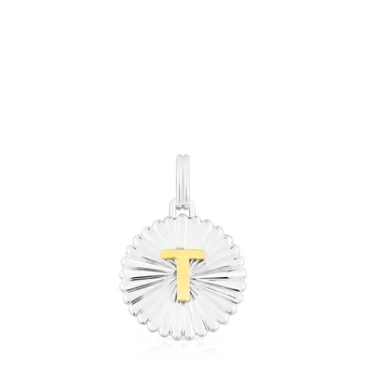 Cheap Silver and silver vermeil Alphabet letter T medallion Pendant Silver Pendants | Small Pendants