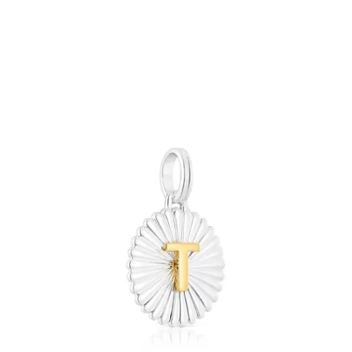 Cheap Silver and silver vermeil Alphabet letter T medallion Pendant Silver Pendants | Small Pendants