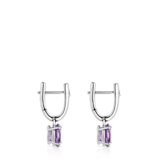Online Hoop earrings with amethyst and diamonds Basic Colors Silver Earrings | Hoop Earrings