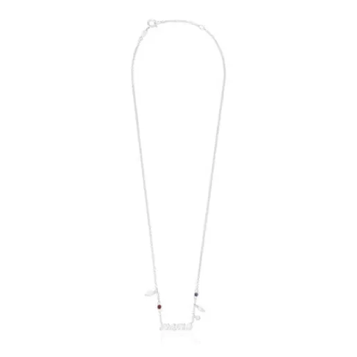 Outlet Mama Necklace with cultured pearls and gemstones Mama Silver Necklaces | Short Necklaces