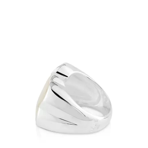 Sale Silver Color Ring with faceted mother-of-pearl Silver Rings | Medium Rings