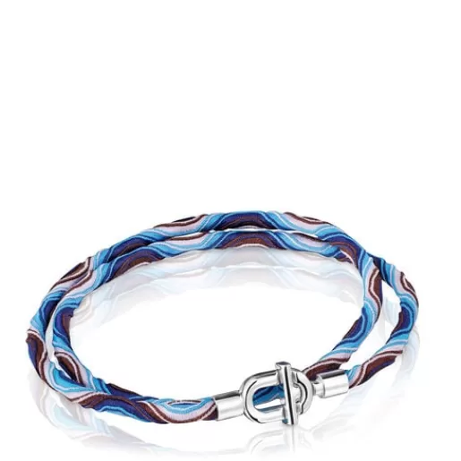 Online MANIFESTO Elastic necklace/bracelet with blue and lilac cord Silver Bracelets | Short Necklaces