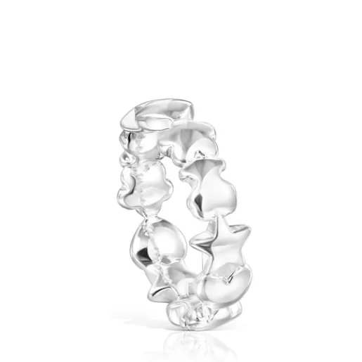 Cheap Silver Mini Icons Ring with Bear, Heart and Flower motifs Silver Rings | Small Rings