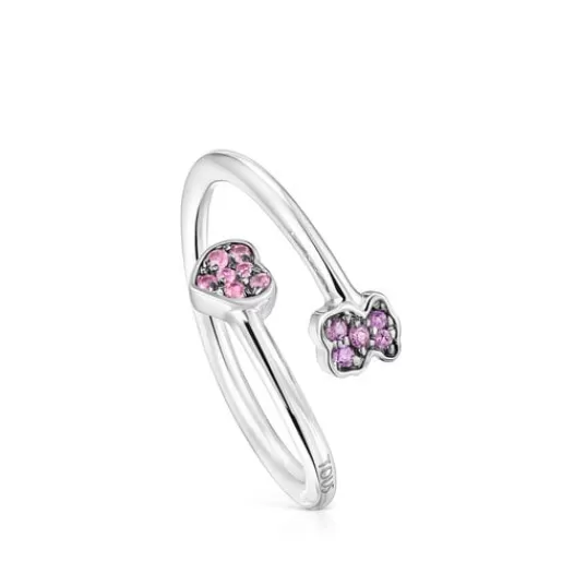 Online Silver New Motif Open Ring with sapphire and amethyst motifs Silver Rings | Small Rings