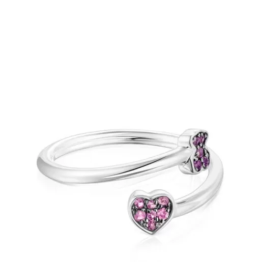 Online Silver New Motif Open Ring with sapphire and amethyst motifs Silver Rings | Small Rings
