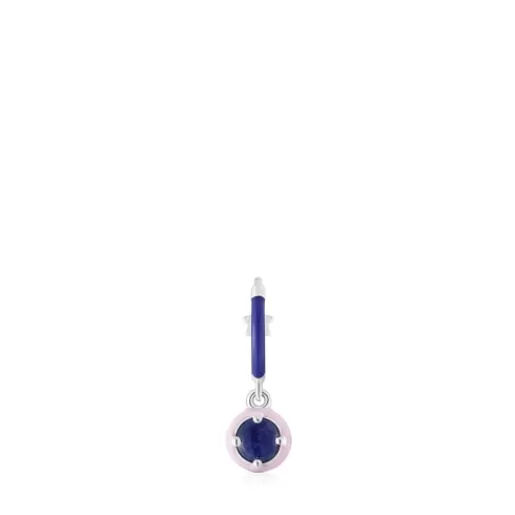 Online Silver Vibrant Colors Hoop earring with sodalite and enamel Silver Earrings | Hoop Earrings