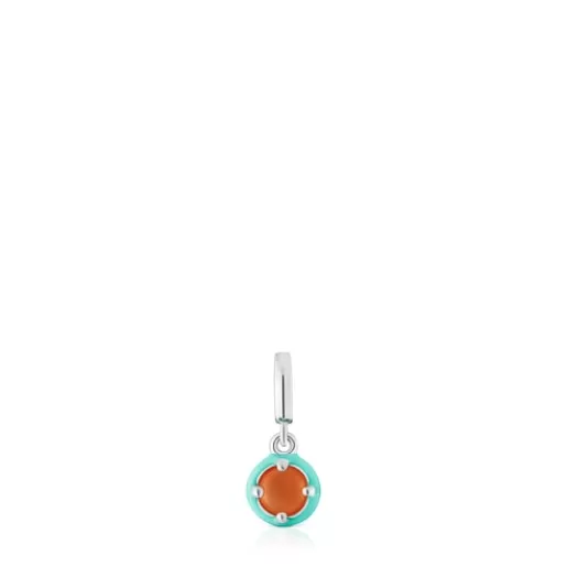 Cheap Silver Vibrant Colors Pendant with carnelian and blue enamel Silver Pendants | Small Pendants