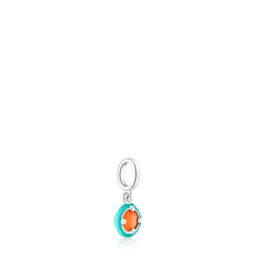 Cheap Silver Vibrant Colors Pendant with carnelian and blue enamel Silver Pendants | Small Pendants