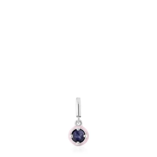 Online Silver Vibrant Colors Pendant with sodalite and lilac enamel Silver Pendants | Small Pendants
