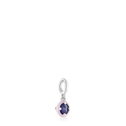 Online Silver Vibrant Colors Pendant with sodalite and lilac enamel Silver Pendants | Small Pendants