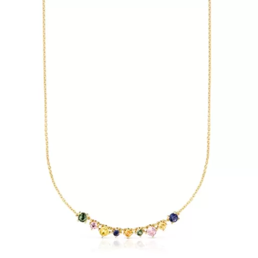 Sale Silver Vermeil Glaring Necklace with multicolored Sapphires Silver Necklaces | Short Necklaces