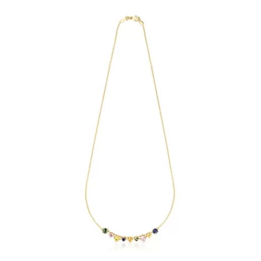 Sale Silver Vermeil Glaring Necklace with multicolored Sapphires Silver Necklaces | Short Necklaces