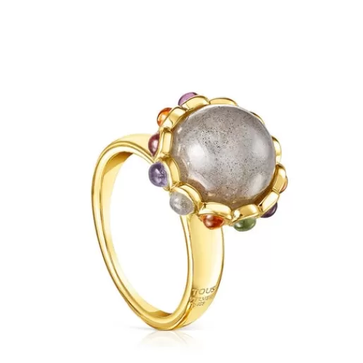 Cheap Silver vermeil Magic Nature Ring with labradorite and gemstones Silver Rings | Small Rings