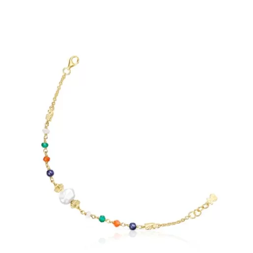 Cheap Silver vermeil Oceaan Color Bracelet with pearl and gemstones Silver Bracelets