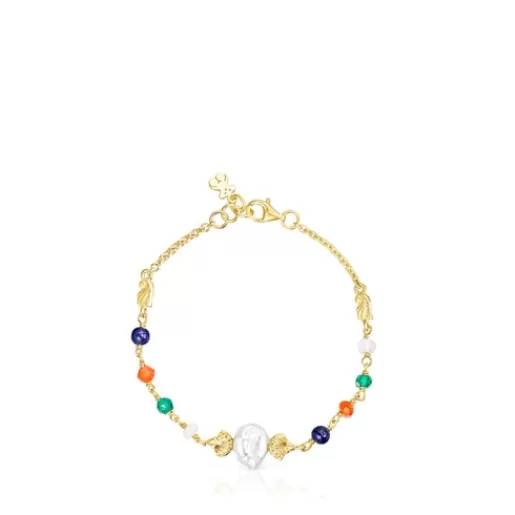 Cheap Silver vermeil Oceaan Color Bracelet with pearl and gemstones Silver Bracelets