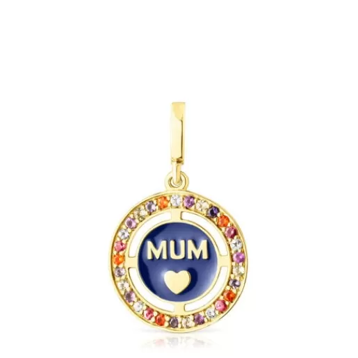Outlet Silver vermeil Crossword Mama Mum pendant with gemstones and enamel Silver Pendants | Medium Pendants